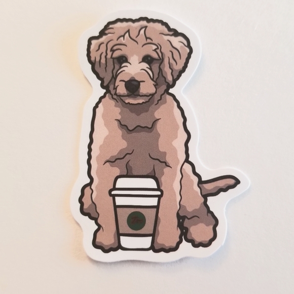 10/$10 Dog & Coffee Cup Sticker - Picture 1 of 1